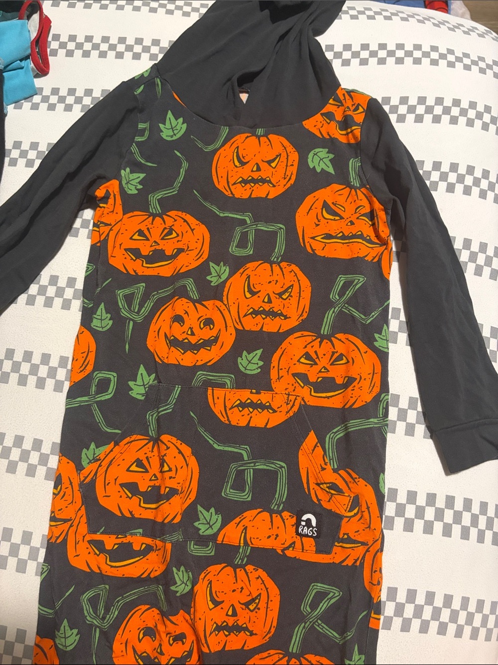 RAGS Kids Orange Pumpkin Hooded Romper